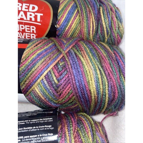 Red Heart Super Saver Yarn 4 Pack Artist Print Count New E300 Scarf Fall Blanket - Picture 5 of 5